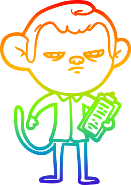 Gökkuşağı gradyan çizgi çizimi Bir insan tarafından çizilmiş kızgın maymun patron