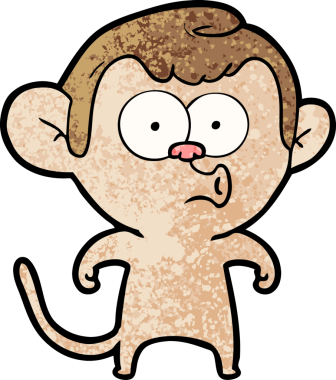 Bir insan tarafından çizilmiş korna çalan maymun.