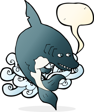 Bir insan tarafından çizilmiş komik bir köpek balığı.