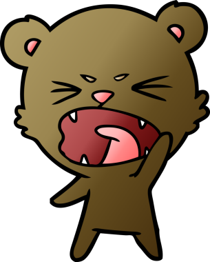 Bir insan tarafından çizilmiş kızgın çizgi film ayısı.