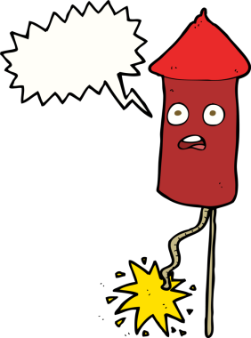 Bir insan tarafından çizilmiş konuşma baloncuklu havai fişek.