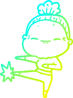 Bir insan tarafından çizilmiş barışçıl, yaşlı bir kadının soğuk çizgi çizimi.