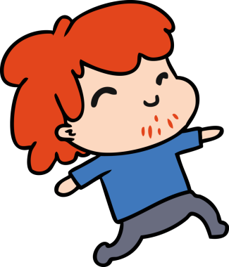 Bir insan tarafından çizilmiş sakallı kawaii çocuk.