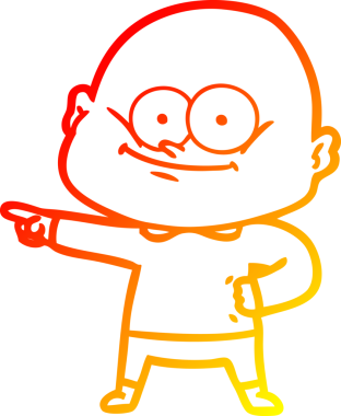 Bir insan tarafından çizilmiş kel bir adamın sıcak çizgi çizimi.