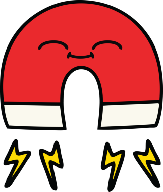 Bir insan tarafından çizilmiş şirin bir mıknatıs karikatürü