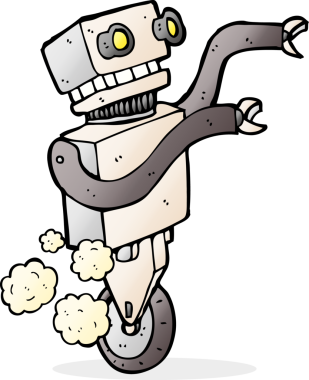 Bir insan tarafından çizilmiş komik robot.