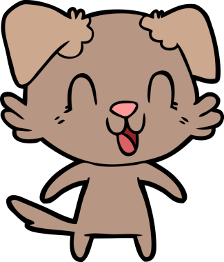 Bir insan tarafından çizilmiş gülen çizgi film köpeği.