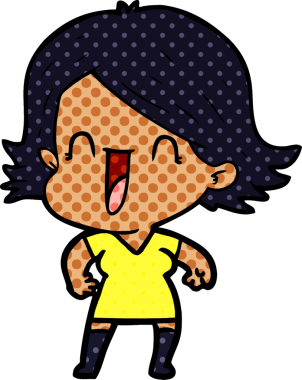 Bir insan tarafından çizilmiş mutlu bir kadın.