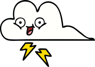 Bir insan tarafından çizilmiş güzel bir gök gürültüsü bulutu karikatürü