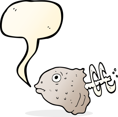 bir insan tarafından çizilmiş baloncuklu balık kafası.