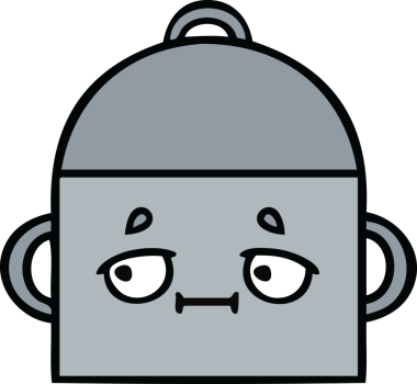 Bir insan tarafından çizilmiş güzel bir yemek tenceresi karikatürü.