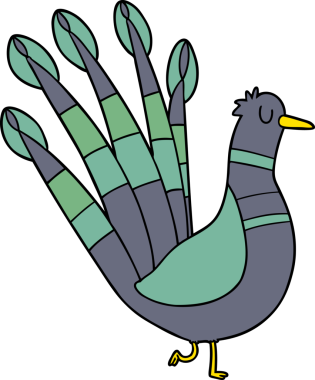 bir insan tarafından çizilmiş bir tavus kuşu.