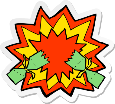 Bir insan tarafından çizilmiş bir karikatür Noel krakerinin etiketi.