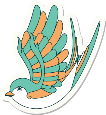 Bir insan tarafından çizilmiş geleneksel bir kırlangıç stili dövme çıkartması.