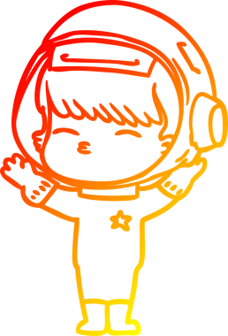 Bir insan tarafından çizilen çizgi film meraklısı astronotun sıcak gradyan çizimi