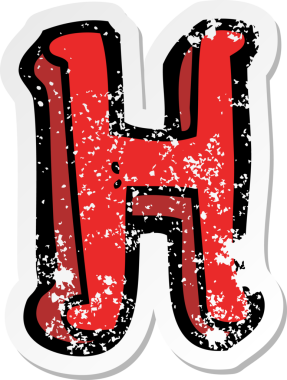 Bir insan tarafından çizilmiş H harfinin gerilimli yapıştırması.