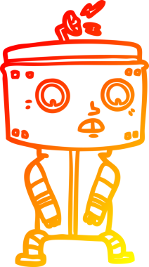 Bir insan tarafından çizilen çizgi film robotunun sıcak çizgi çizimi