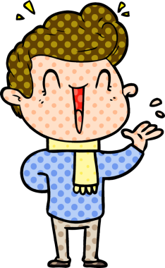 Bir insan tarafından çizilmiş heyecanlı bir çizgi film.