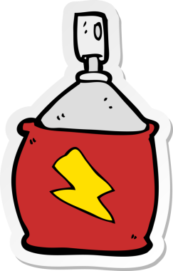 Bir insan tarafından çizilmiş çizgi film spreyinin çıkartması.