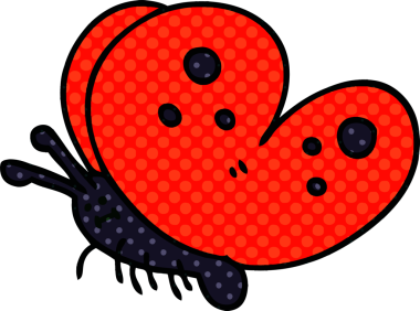 Bir insan tarafından çizilmiş komik çizgi roman tarzı kelebek.