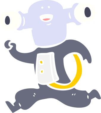 Bir insan tarafından çizilmiş düz renkli çizgi film uzaylısı.