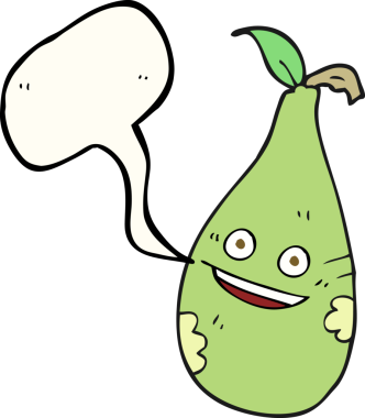 Bir insan tarafından çizilmiş serbest konuşma balonu karikatürü armudu