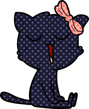 Bir insan tarafından çizilmiş çizgi film kedisi.