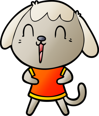 Bir insan tarafından çizilmiş şirin bir çizgi film köpeği.