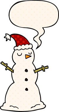 Çizgi roman tarzında konuşan kardan adam bir insan tarafından çizilmiş.