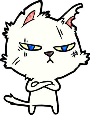 Bir insan tarafından çizilmiş sert çizgi film kedisi.