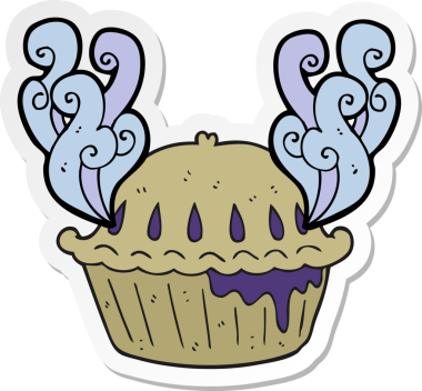 Bir insan tarafından çizilmiş bir karikatür pastasının etiketi.