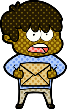 Bir insan tarafından çizilmiş endişeli çizgi film çocuğu.