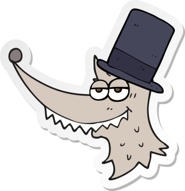 Bir insan tarafından çizilmiş zengin bir kurdun çıkartması.