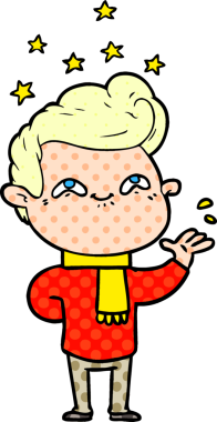 Bir insan tarafından çizilmiş heyecanlı bir çizgi film.