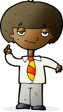 Bir insan tarafından çizilen soruyu cevaplayan karikatür okulu çocuğu.