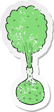 Bir insan tarafından çizilen karikatür bilim deneyinin gerilimli retro yapıştırması