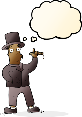 Bir insan tarafından çizilmiş düşünce balonlu sigara içen beyefendi.