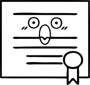 Mezuniyet diplomasını çizen çizgi bir insan tarafından çizilmiş.