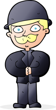 Bir insan tarafından çizilmiş melon şapkalı bir adam.