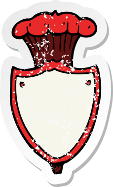 Bir insan tarafından çizilmiş bir karikatür Heraldik kalkanın gerilemiş yapıştırması.