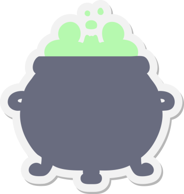 Bir insan tarafından çizilmiş köpüren kazan etiketi.