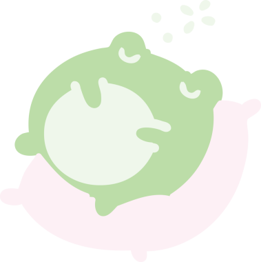 Bir insan tarafından çizilmiş yastıkta uyuyan sevimli kurbağa.