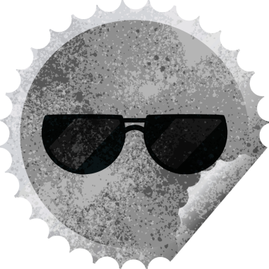 Bir insan tarafından çizilmiş güneş gözlüğü grafik vektör illüstrasyon yuvarlak etiket