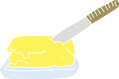 Bir insan tarafından çizilmiş tereyağının düz renk çizimi