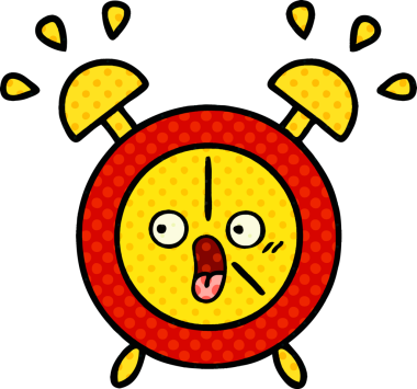 bir insan tarafından çizilmiş bir çalar saatin çizgi roman tarzı