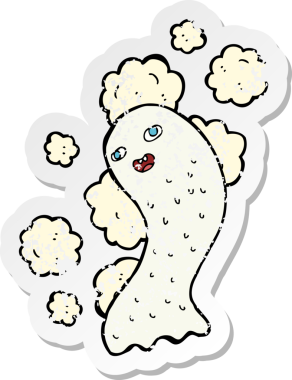 Bir insan tarafından çizilmiş karikatür bir hayaletin gerilmiş çıkartması.