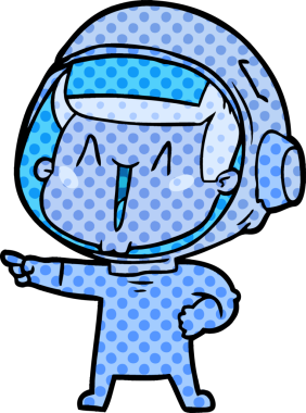 Bir insan tarafından çizilmiş mutlu astronot çizgi filmi.