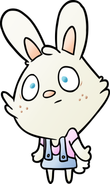 Bir insan tarafından çizilmiş şirin tavşan omuz silkiyor.