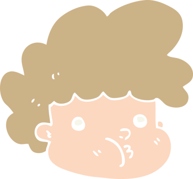 Bir insan tarafından çizilmiş düz renkli çizgi film çocuğu.