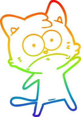 Gökkuşağı gradyan çizgi çizimi Bir insan tarafından çizilmiş gergin kedi